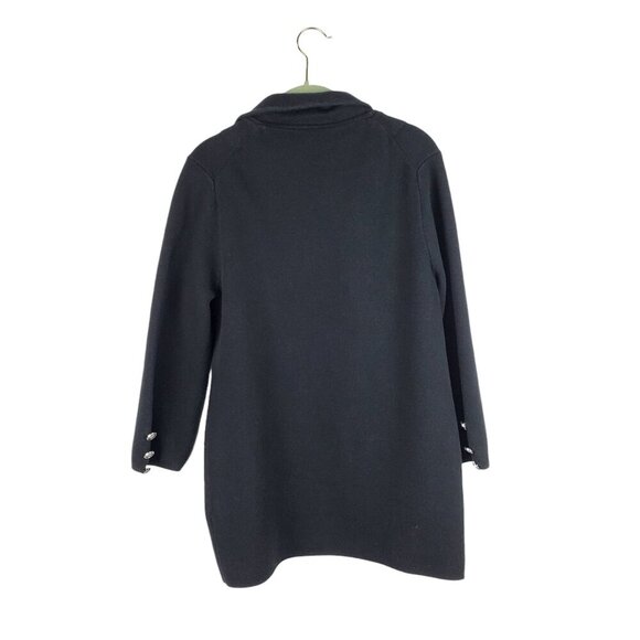 Quince Organic Cotton Knit Blazer Black Open Front Pockets Womens Size Medium - Picture 2 of 8